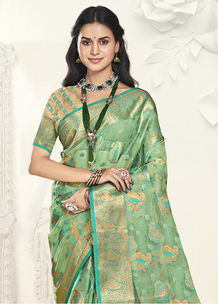 Multicolor Organza Saree With Blouse Piece