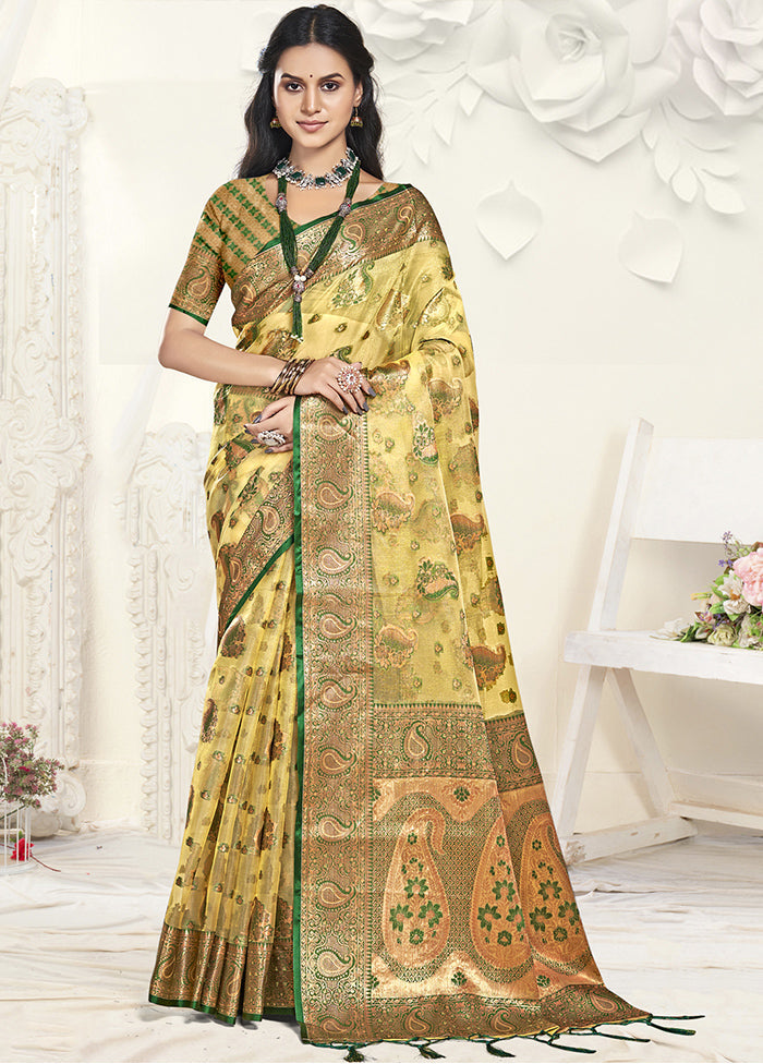 Multicolor Organza Saree With Blouse Piece