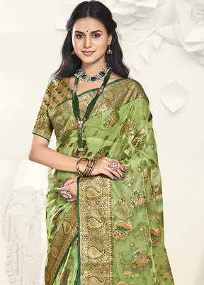 Multicolor Organza Saree With Blouse Piece