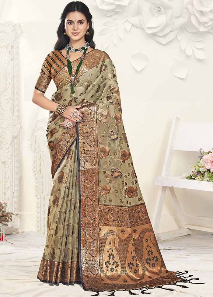 Multicolor Organza Saree With Blouse Piece