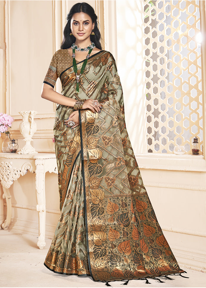 Multicolor Organza Saree With Blouse Piece