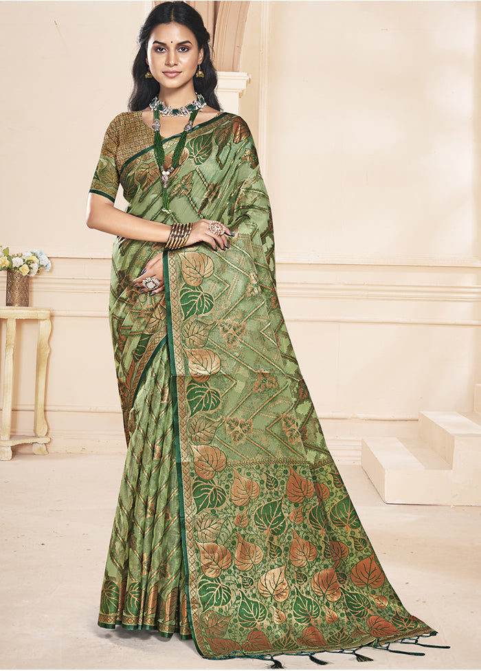 Multicolor Organza Saree With Blouse Piece