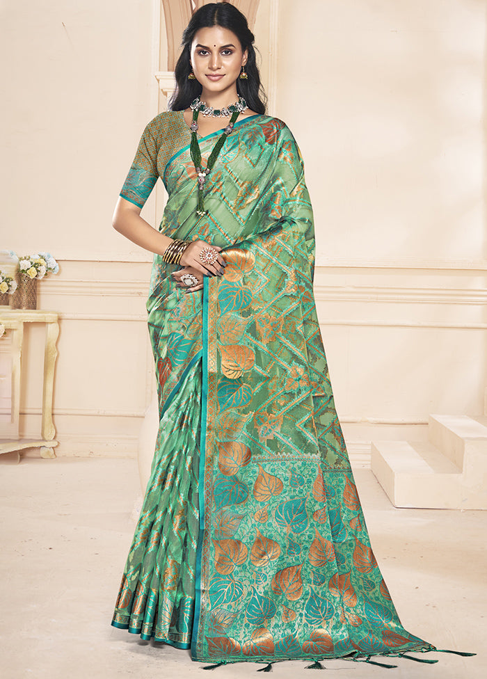 Multicolor Organza Saree With Blouse Piece