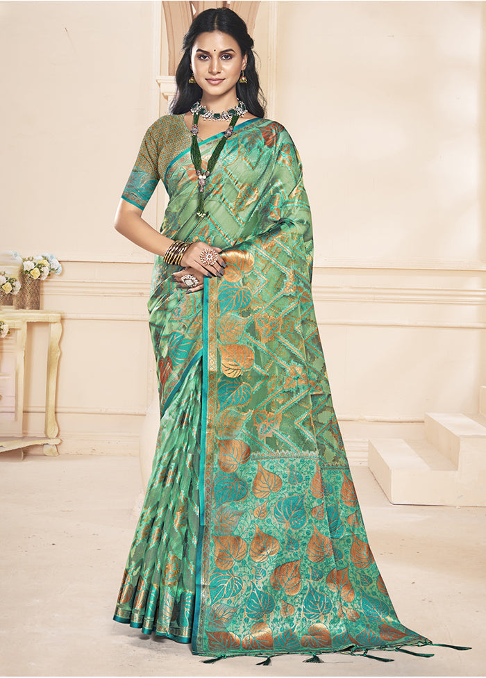 Multicolor Organza Saree With Blouse Piece