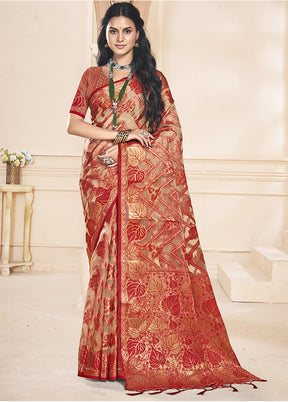 Multicolor Organza Saree With Blouse Piece