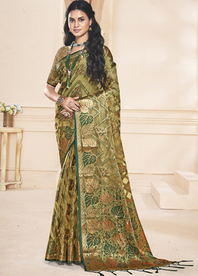 Multicolor Organza Saree With Blouse Piece