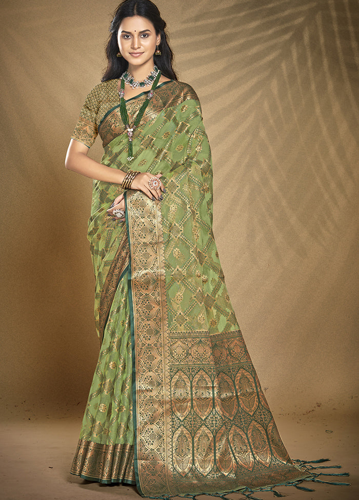 Multicolor Organza Saree With Blouse Piece