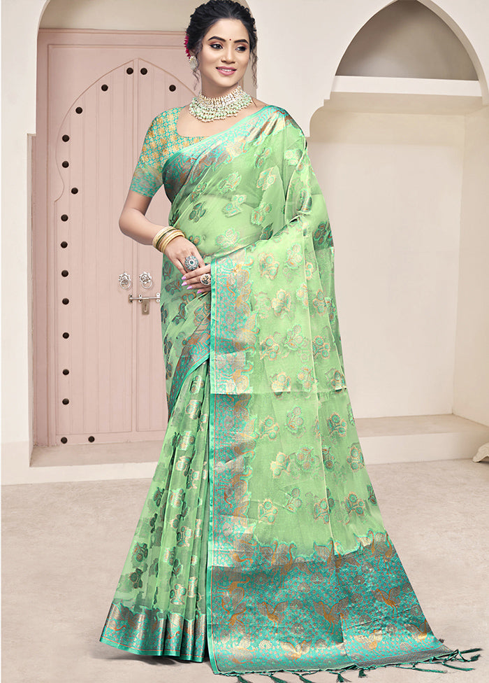 Multicolor Organza Saree With Blouse Piece