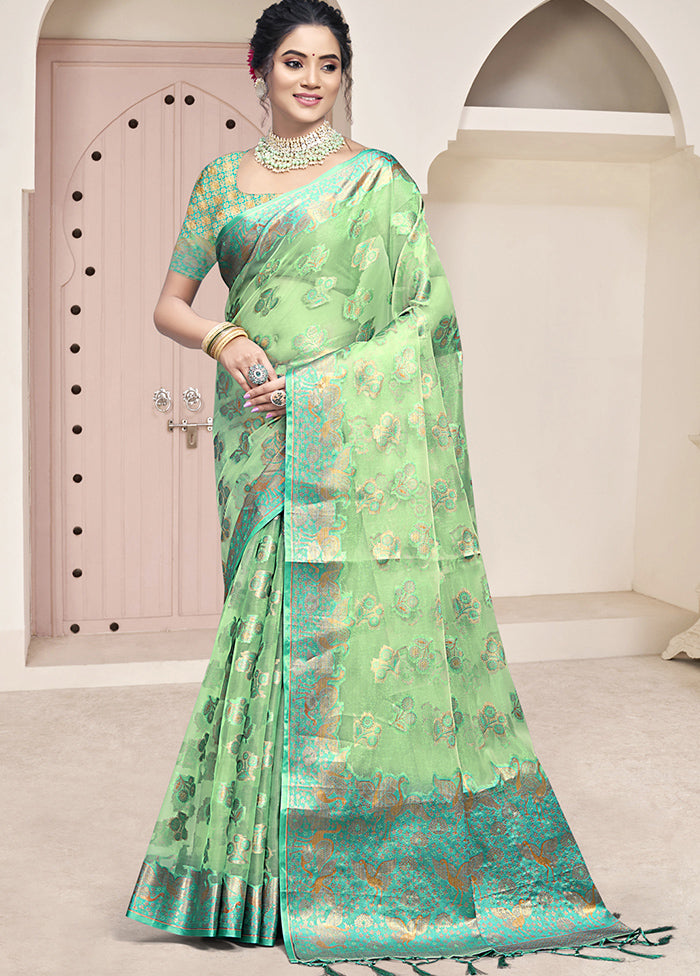 Multicolor Organza Saree With Blouse Piece