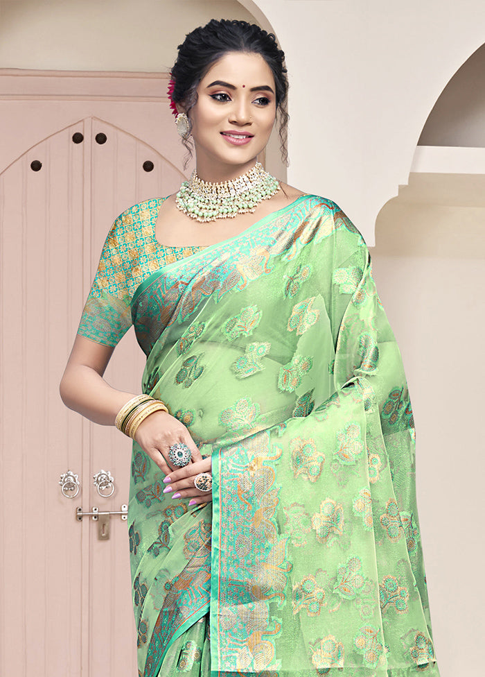 Multicolor Organza Saree With Blouse Piece