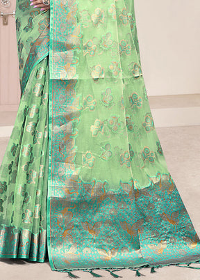 Multicolor Organza Saree With Blouse Piece