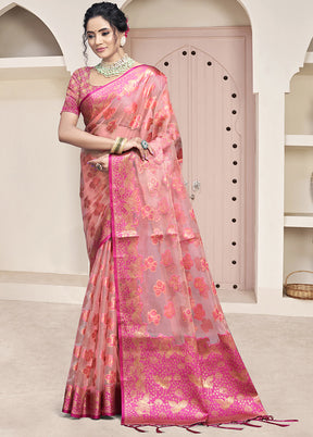 Multicolor Organza Saree With Blouse Piece