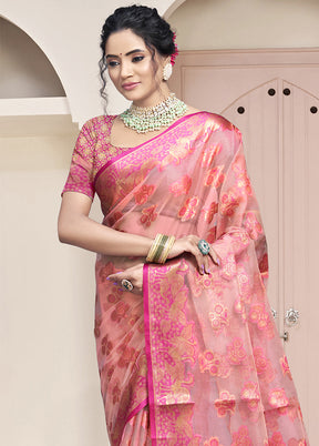 Multicolor Organza Saree With Blouse Piece