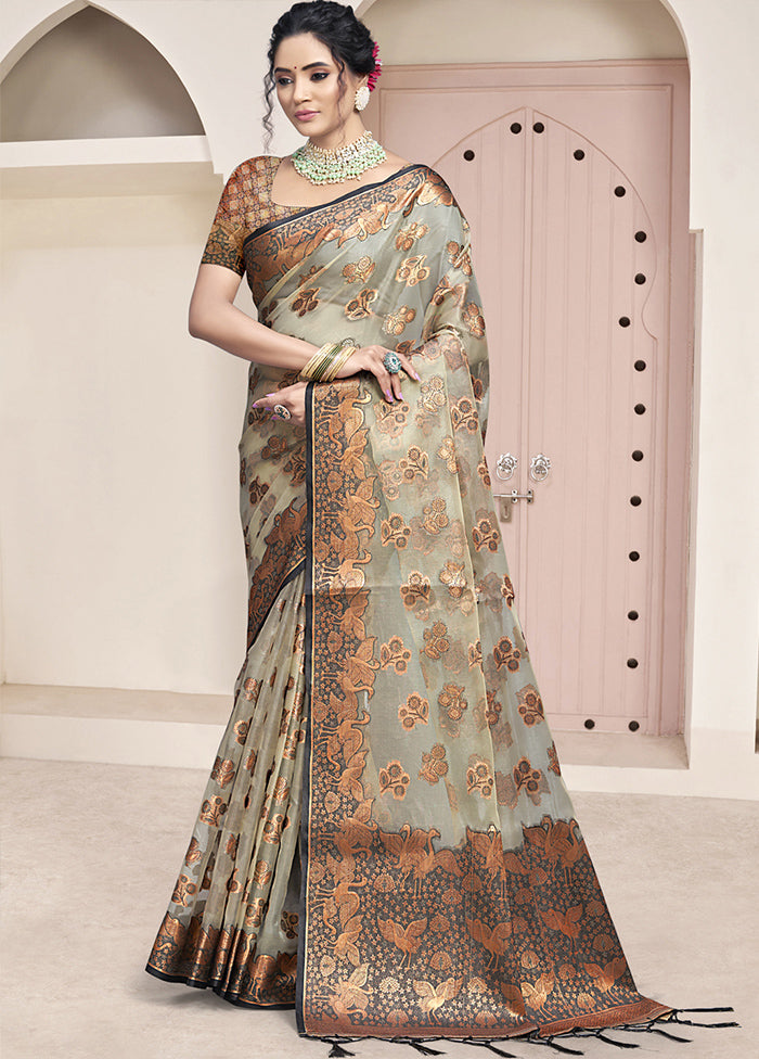 Multicolor Organza Saree With Blouse Piece