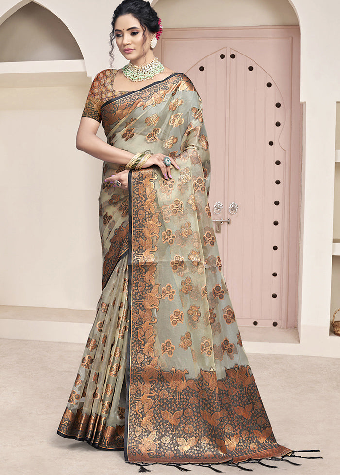 Multicolor Organza Saree With Blouse Piece