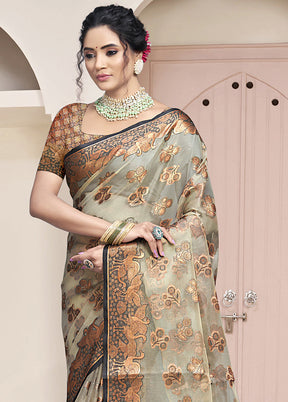 Multicolor Organza Saree With Blouse Piece