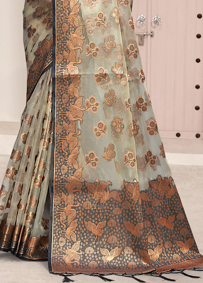 Multicolor Organza Saree With Blouse Piece