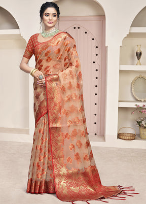 Multicolor Organza Saree With Blouse Piece