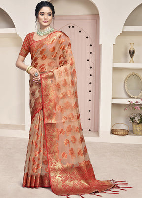 Multicolor Organza Saree With Blouse Piece