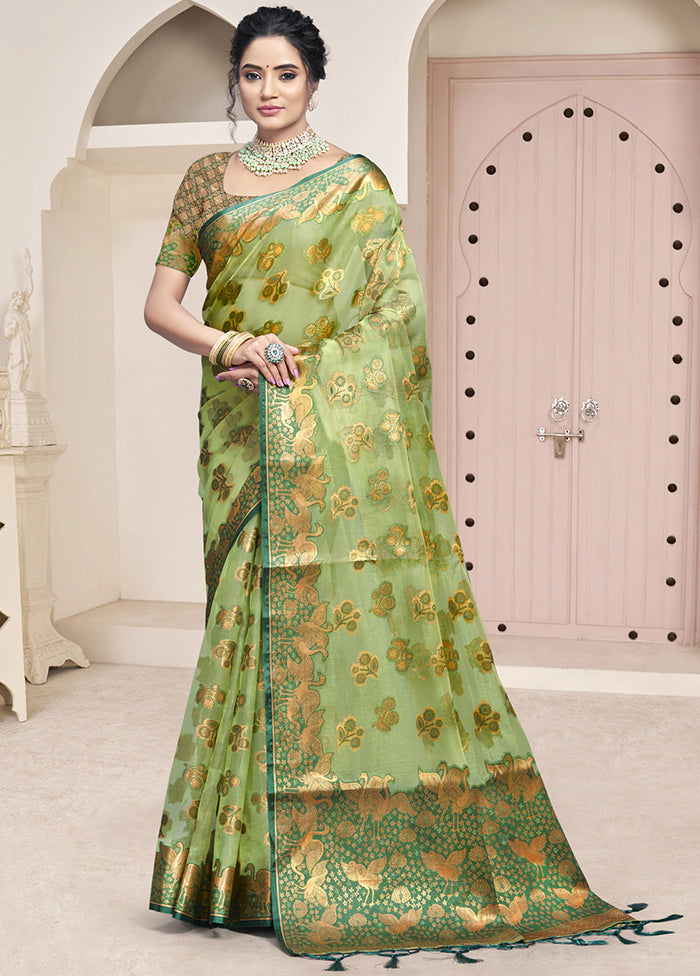 Multicolor Organza Saree With Blouse Piece