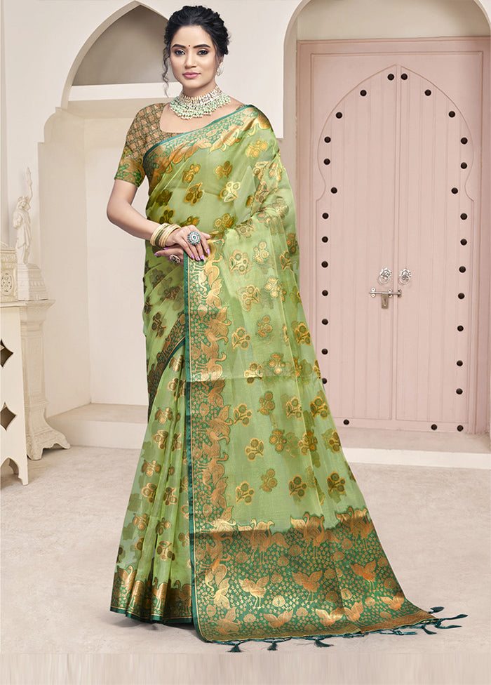 Multicolor Organza Saree With Blouse Piece