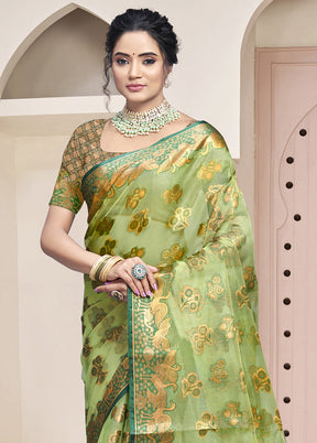 Multicolor Organza Saree With Blouse Piece