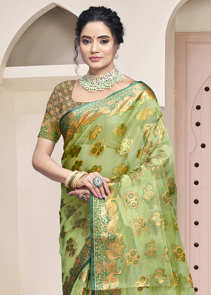 Multicolor Organza Saree With Blouse Piece