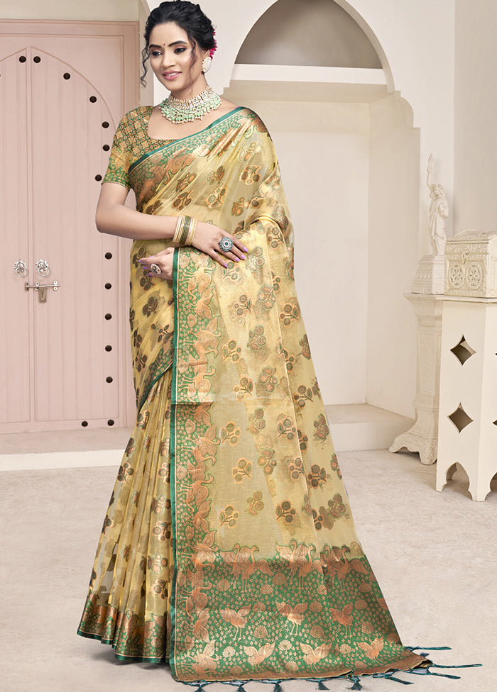 Multicolor Organza Saree With Blouse Piece