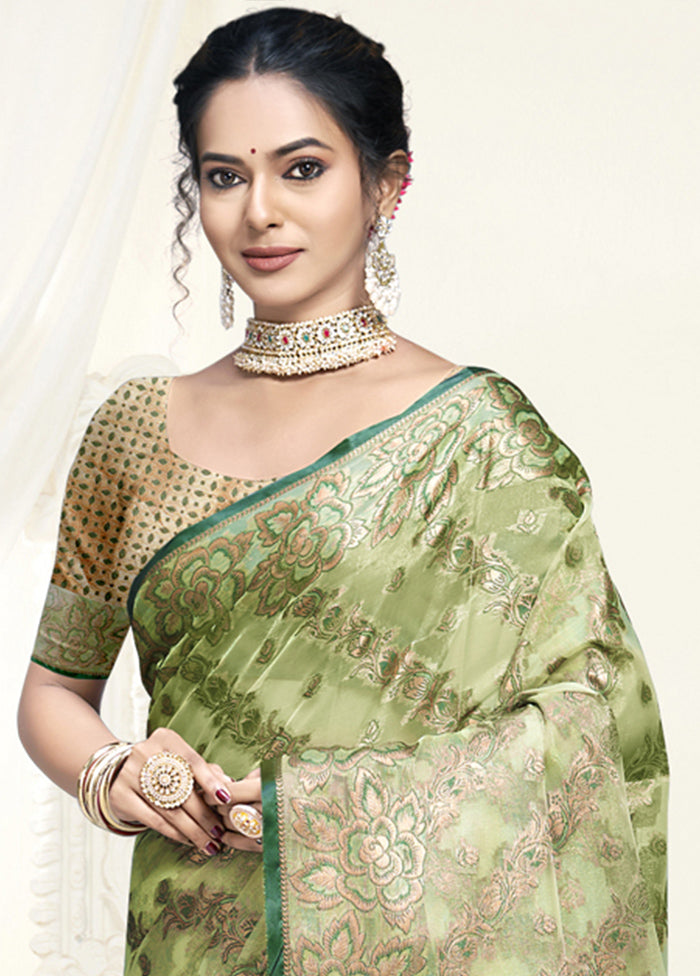 Multicolor Organza Saree With Blouse Piece