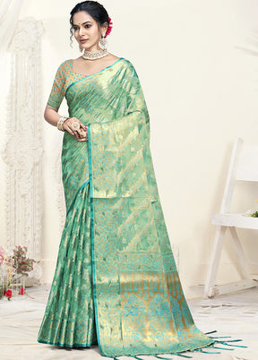 Multicolor Organza Saree With Blouse Piece