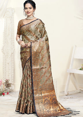 Multicolor Organza Saree With Blouse Piece