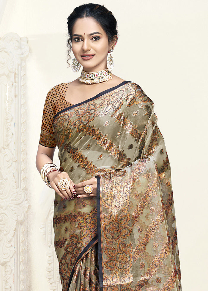 Multicolor Organza Saree With Blouse Piece