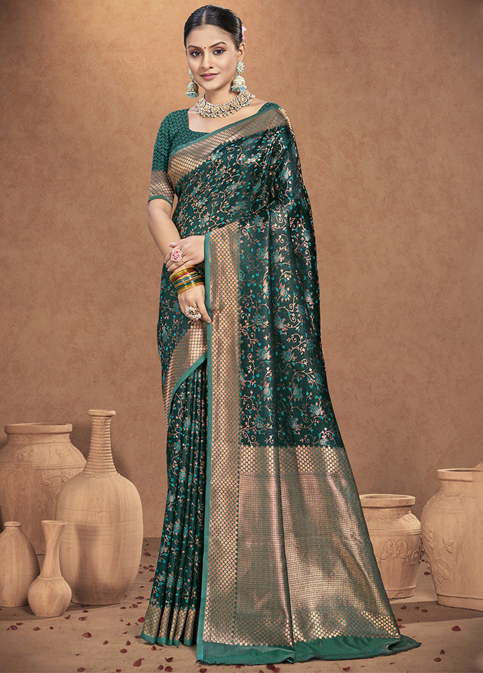 Sea Green Spun Silk Saree With Blouse Piece