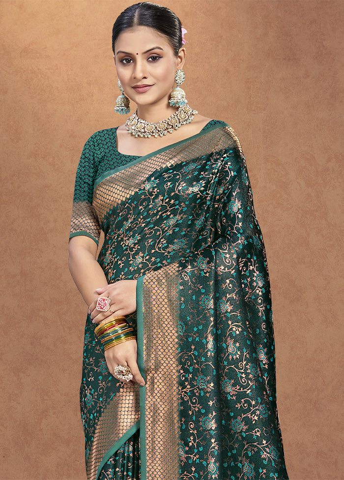 Sea Green Spun Silk Saree With Blouse Piece