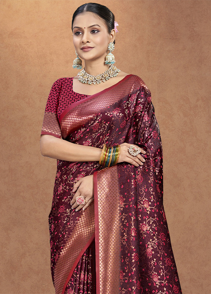 Pink Spun Silk Saree With Blouse Piece