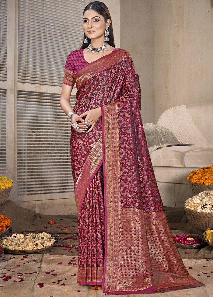 Pink Spun Silk Saree With Blouse Piece