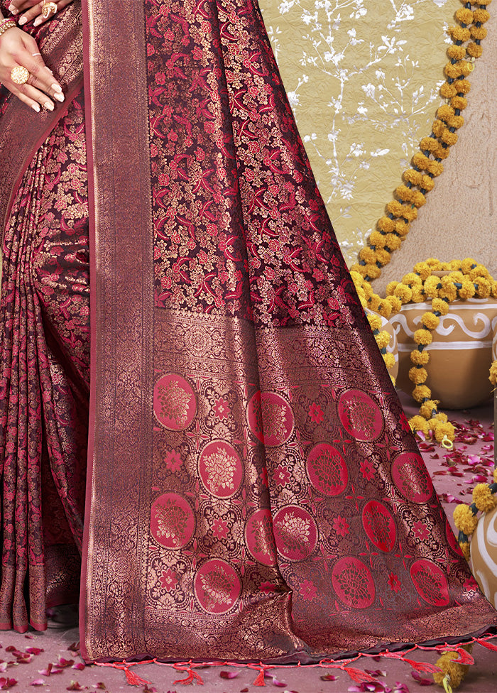 Red Spun Silk Saree With Blouse Piece