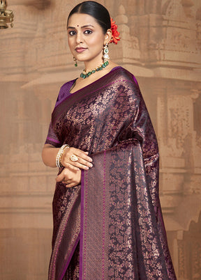 Purple Spun Silk Saree With Blouse Piece