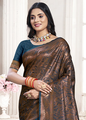 Multicolor Banarasi Silk Saree With Blouse Piece