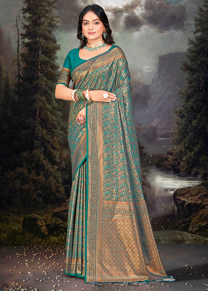 Multicolor Banarasi Silk Saree With Blouse Piece