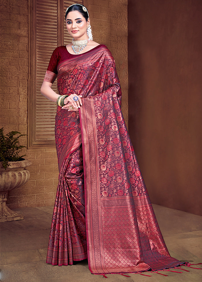 Multicolor Banarasi Silk Saree With Blouse Piece