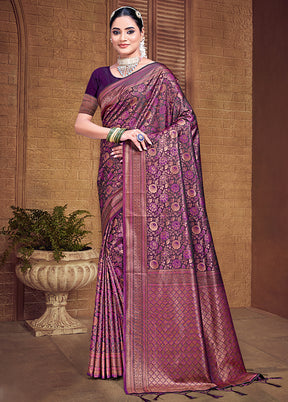 Multicolor Banarasi Silk Saree With Blouse Piece