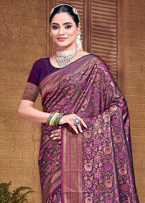 Multicolor Banarasi Silk Saree With Blouse Piece