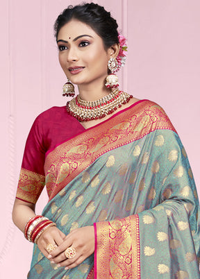 Multicolor Dupion Silk Saree With Blouse Piece