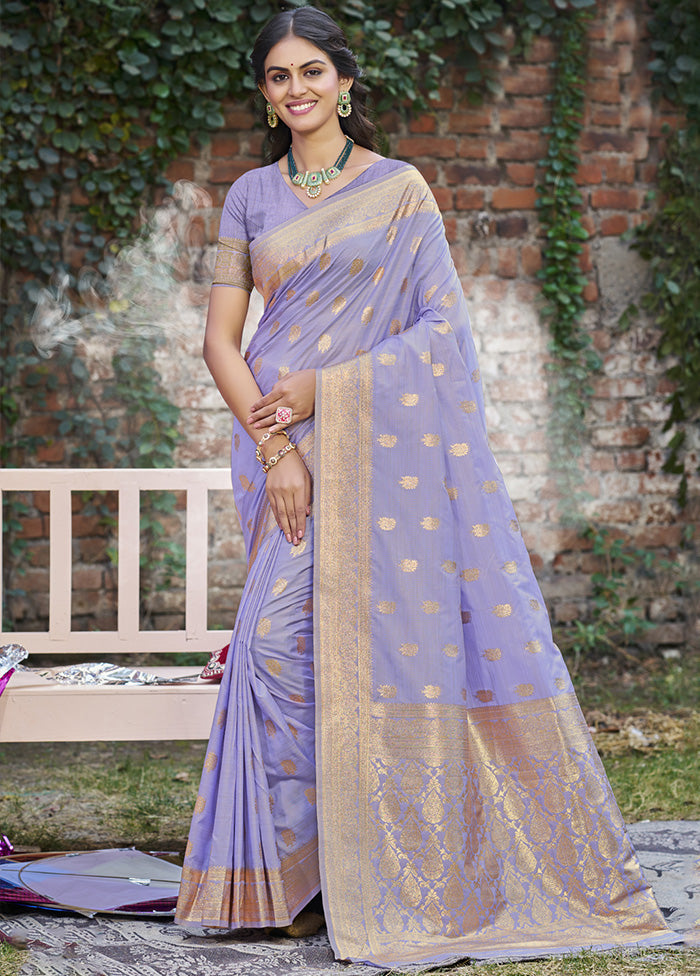 Purple Spun Silk Saree With Blouse Piece