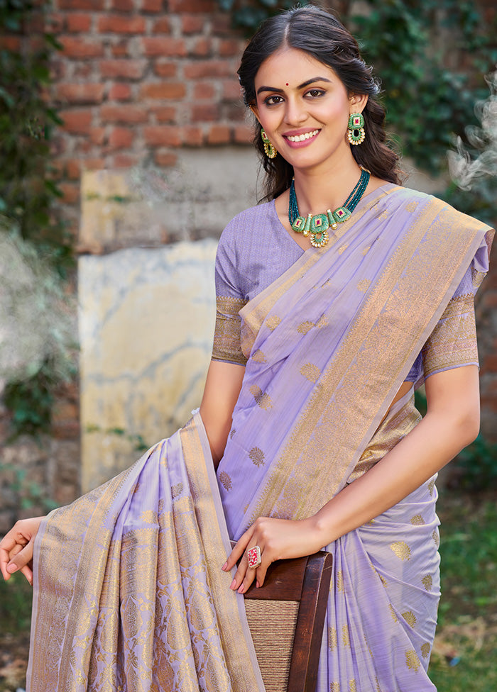 Purple Spun Silk Saree With Blouse Piece