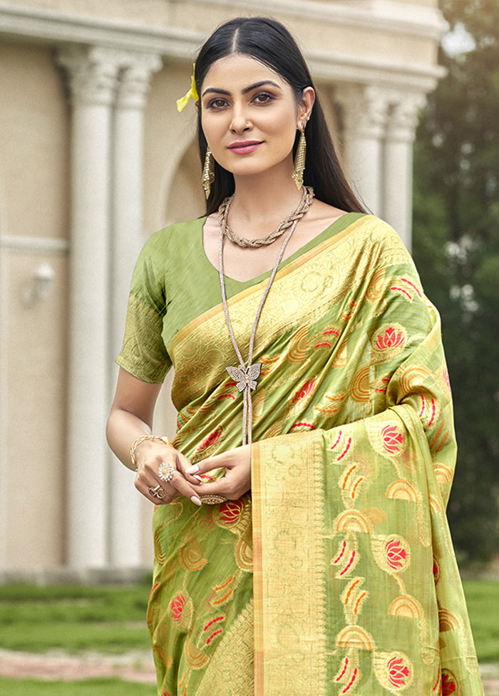 Light Green Organza Saree With Blouse Piece