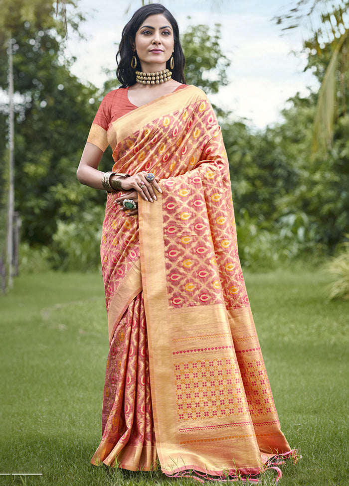 Pink Organza Saree With Blouse Piece