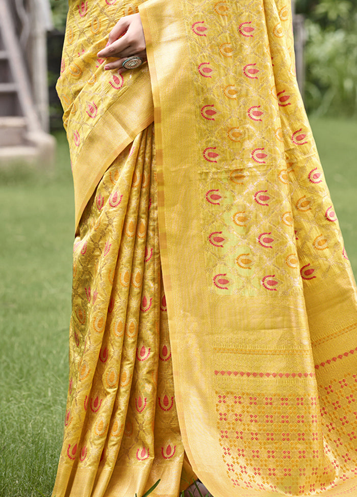 Yellow Organza Saree With Blouse Piece