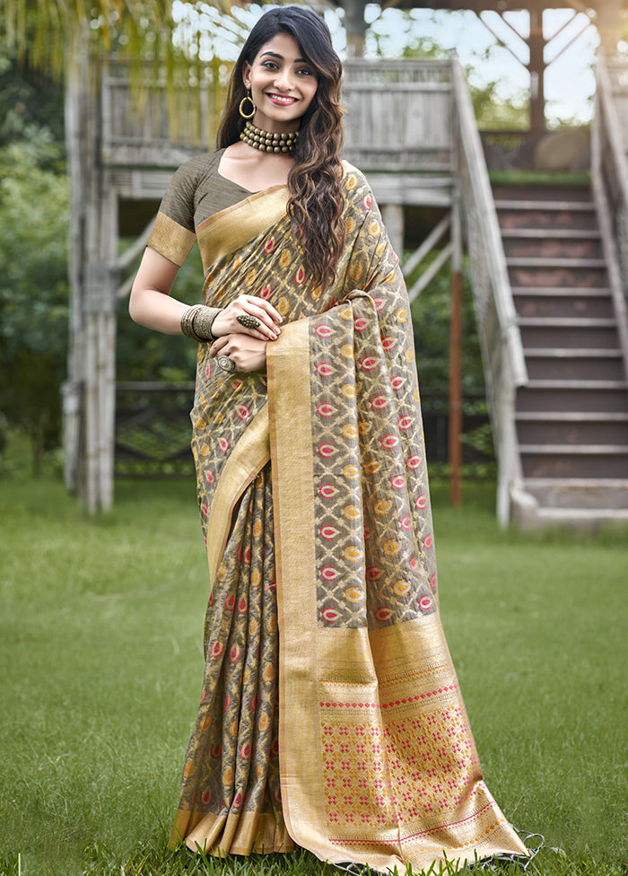 Grey Organza Saree With Blouse Piece